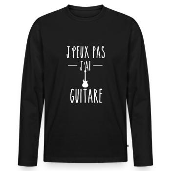 J PEUX PAS J AI GUITARE - T-shirt manches longues Premium bio Homme - noir - Devant - Nico (187cm)