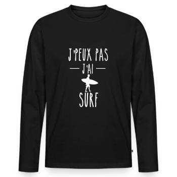 j peux pas j ai surf - T-shirt manches longues Premium bio Homme - noir - Devant - Nico (187cm)