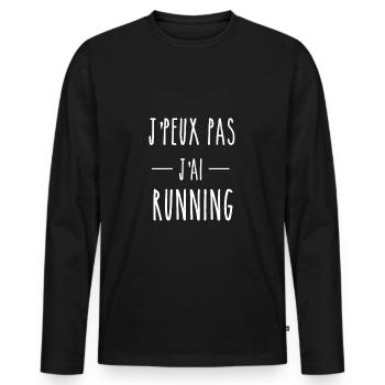 JPEUX PAS J'AI RUNNING - T-shirt manches longues Premium bio Homme - noir - Devant - Nico (187cm)