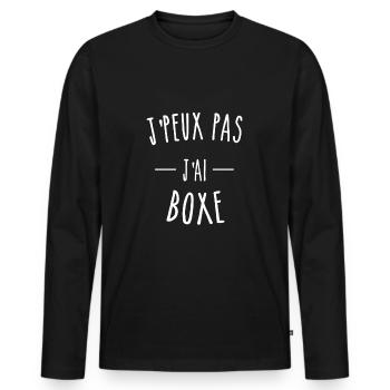 Ich kann nicht boxen - Männer Premium Bio Langarmshirt - Schwarz - Vorne - Nico (187cm)