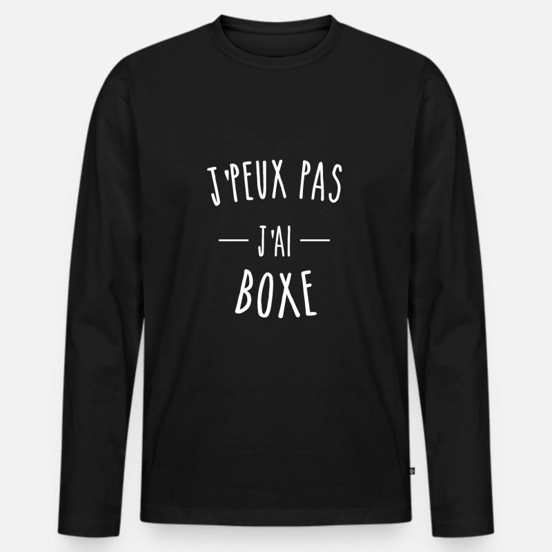 Ich kann nicht boxen - Männer Premium Bio Langarmshirt - Schwarz