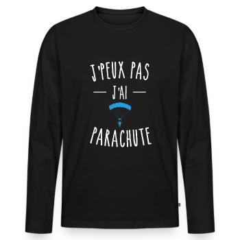 J'PEUX PAS J'AI PARACHUTE - CHUTE LIBRE - T-shirt manches longues Premium bio Homme - noir - Devant - Nico (187cm)