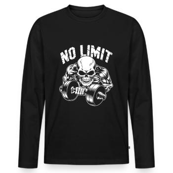 Entraînement de musculation du crâne et No Limit - T-shirt manches longues Premium bio Homme - noir - Devant - Nico (187cm)