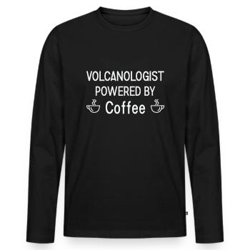 Volcanologist powered by Coffee Volcanology - Männer Premium Bio Langarmshirt - Schwarz - Vorne - Nico (187cm)