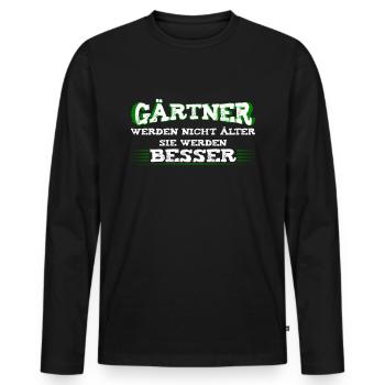 Gärtner werden nur besser - Männer Premium Bio Langarmshirt - Schwarz - Vorne - Nico (187cm)