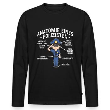 Polizist Anatomie Witziges Polizei Kollege - Männer Premium Bio Langarmshirt - Schwarz - Vorne - Nico (187cm)