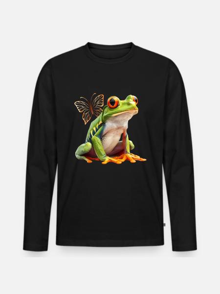 Frog - Men's Premium Organic Long Sleeve Shirt - black