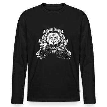 Lion Boxing Fighter MMA - Men's Premium Organic Long Sleeve Shirt - black - Front - Nico (187cm)