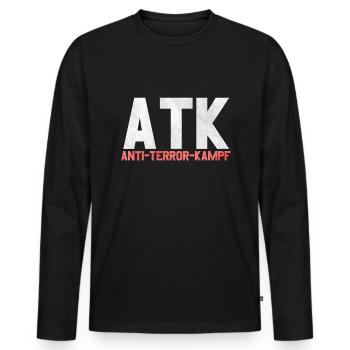 ATK Anti Terror Fight cadeau - T-shirt manches longues Premium bio Homme - noir - Devant - Nico (187cm)