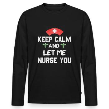 Keep Calm Krankenschwester Geschenk - Männer Premium Bio Langarmshirt - Schwarz - Vorne - Nico (187cm)