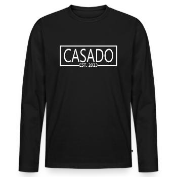2023 Hochzeitsfeier des Verlobungsbräutigams - Männer Premium Bio Langarmshirt - Schwarz - Vorne - Nico (187cm)