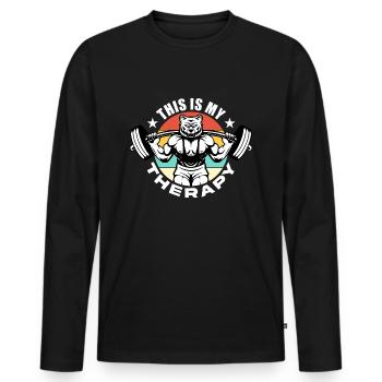 Entraînement, Fitness, Gym, Entraînement, Sports, Fun - T-shirt manches longues Premium bio Homme - noir - Devant - Nico (187cm)
