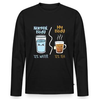 Idée cadeau eau et thé corps normal / mon corps - T-shirt manches longues Premium bio Homme - noir - Devant - Nico (187cm)