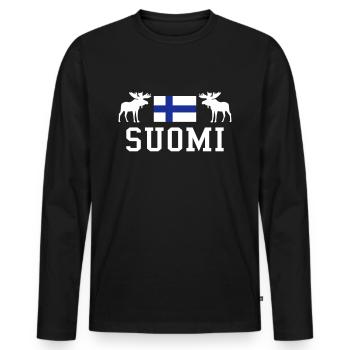 Suomi - T-shirt manches longues Premium bio Homme - noir - Devant - Nico (187cm)