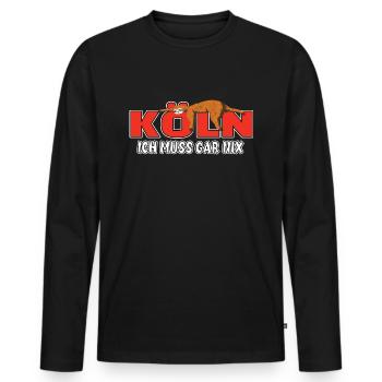 Köln ich muss gar nix Faultier Heimat - Männer Premium Bio Langarmshirt - Schwarz - Vorne - Nico (187cm)