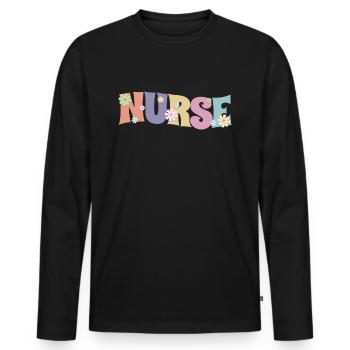 Cool Flower Nurse Gift For Nursing Future Nurse - Men's Premium Organic Long Sleeve Shirt - black - Front - Nico (187cm)