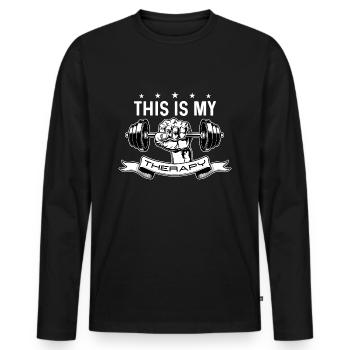 Entraînement, Fitness, Gym, Entraînement, Sports, Fun - T-shirt manches longues Premium bio Homme - noir - Devant - Nico (187cm)