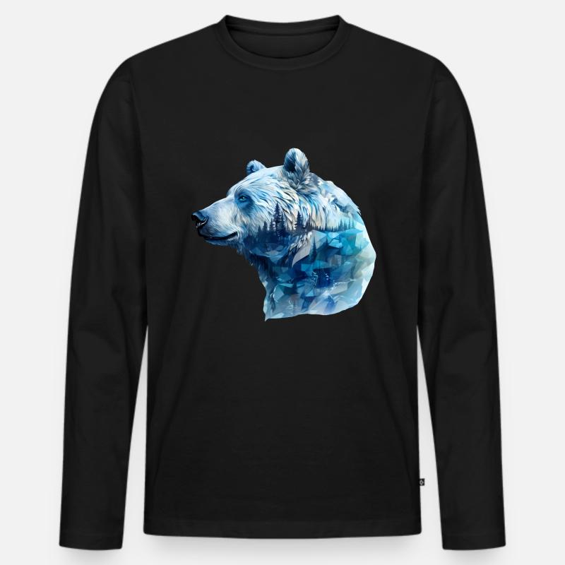 Eisbär - Männer Premium Bio Langarmshirt - Schwarz