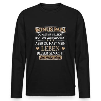 Bonus Papa Ich Liebe Dich Stiefvater Patchwork - Männer Premium Bio Langarmshirt - Schwarz - Vorne - Nico (187cm)