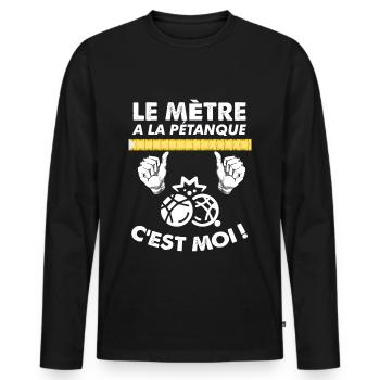Le Maître à la Pétanque C'est Moi ! - T-shirt manches longues Premium bio Homme - noir - Devant - Nico (187cm)