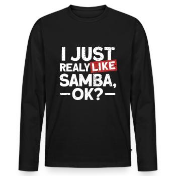 Samba - Männer Premium Bio Langarmshirt - Schwarz - Vorne - Nico (187cm)