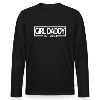 Girl Daddy Est. 2023 Baby Shower Grossesse Révéler - T-shirt manches longues Premium bio Homme - noir - Devant - Nico (187cm)