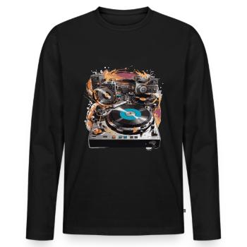 DJ Turntable Djing Mixer Musik Geschenk - Männer Premium Bio Langarmshirt - Schwarz - Vorne - Nico (187cm)