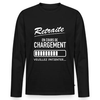 Retraite en cours de téléchargement - T-shirt manches longues Premium bio Homme - noir - Devant - Nico (187cm)