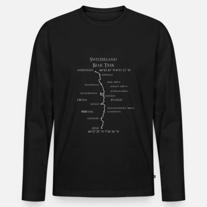 Bären Trek Schweiz - Männer Premium Bio Langarmshirt - Schwarz