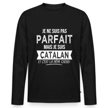 parfait je suis Catalan Humour catalane - T-shirt manches longues Premium bio Homme - noir - Devant - Nico (187cm)