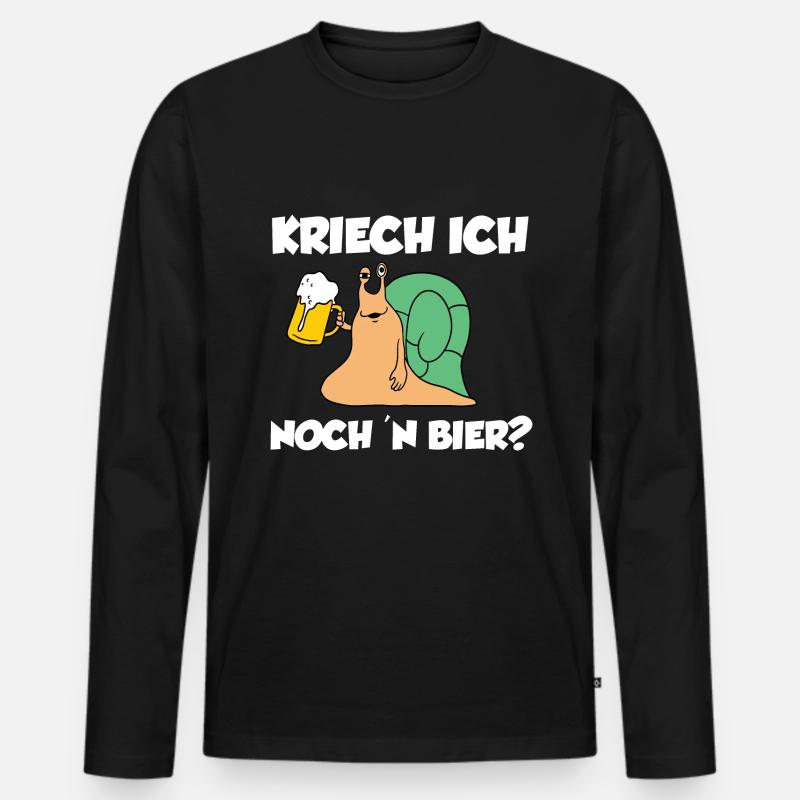 Kriech Ich Noch Ein Bier - Männer Premium Bio Langarmshirt - Schwarz
