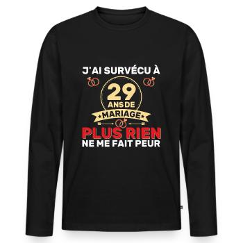 29 Ans De Mariage Noces De Coton Cadeau Mari 29eme - T-shirt manches longues Premium bio Homme - noir - Devant - Nico (187cm)