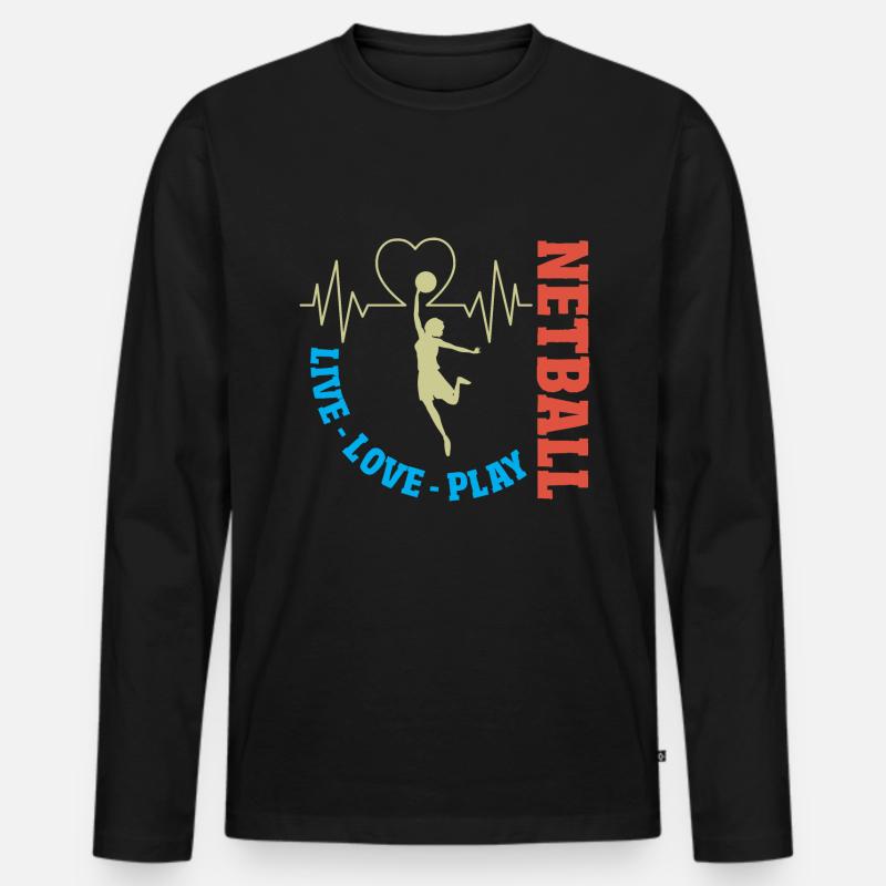 Liebe Netball Netballspieler Geschenk - Männer Premium Bio Langarmshirt - Schwarz