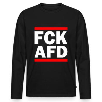 Fuck afd - Männer Premium Bio Langarmshirt - Schwarz - Vorne - Nico (187cm)