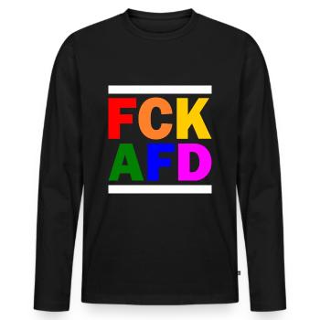 Fck afd - Männer Premium Bio Langarmshirt - Schwarz - Vorne - Nico (187cm)