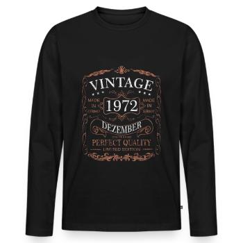 Geburtstag Vintage Dezember 1972 Jahrgang Retro - Männer Premium Bio Langarmshirt - Schwarz - Vorne - Nico (187cm)