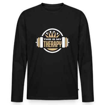 Entraînement, Fitness, Gym, Entraînement, Sports, Fun - T-shirt manches longues Premium bio Homme - noir - Devant - Nico (187cm)