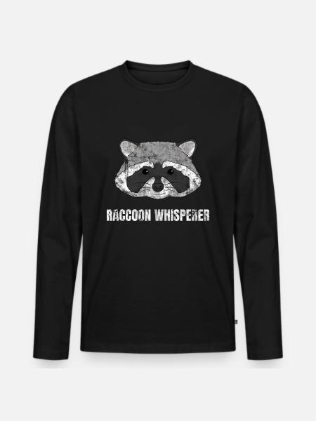 Raccoon Whisperer Waschbär - Men's Premium Organic Long Sleeve Shirt - black