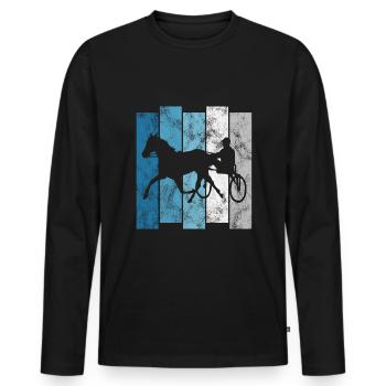Cheval de trot Chevaux de course de trot Courses de chevaux - T-shirt manches longues Premium bio Homme - noir - Devant - Nico (187cm)