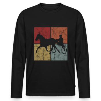 Cheval au trot Equine Trot Sport Courses hippiques - T-shirt manches longues Premium bio Homme - noir - Devant - Nico (187cm)