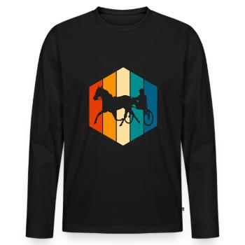 Trotter trotting in retro or vintage style - Men's Premium Organic Long Sleeve Shirt - black - Front - Nico (187cm)