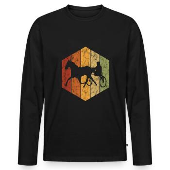 Trotter trotting in retro or vintage style - Men's Premium Organic Long Sleeve Shirt - black - Front - Nico (187cm)