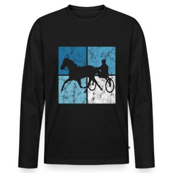 Trotteur trotter dans un style rétro ou vintage - T-shirt manches longues Premium bio Homme - noir - Devant - Nico (187cm)