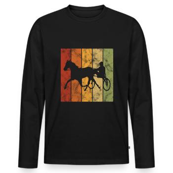 Trotter trotting in retro or vintage style - Men's Premium Organic Long Sleeve Shirt - black - Front - Nico (187cm)