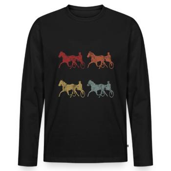 Trotter trotting races in retro or vintage style - Men's Premium Organic Long Sleeve Shirt - black - Front - Nico (187cm)