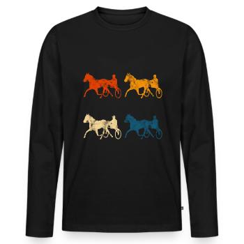 Trotter trotting races in retro or vintage style - Men's Premium Organic Long Sleeve Shirt - black - Front - Nico (187cm)