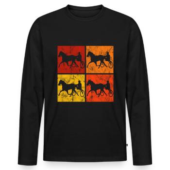 Trotter trotting races in retro or vintage style - Men's Premium Organic Long Sleeve Shirt - black - Front - Nico (187cm)