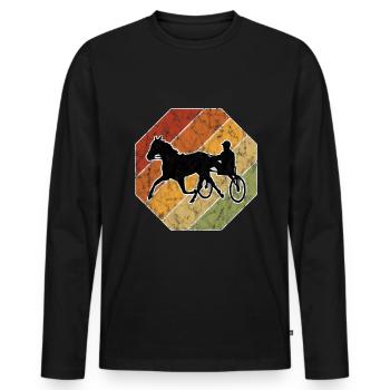 Trotter trotting races in retro or vintage style - Men's Premium Organic Long Sleeve Shirt - black - Front - Nico (187cm)