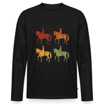 Dressur Dressurreiten Dressurreiter Reiten Pferd - Männer Premium Bio Langarmshirt - Schwarz - Vorne - Nico (187cm)