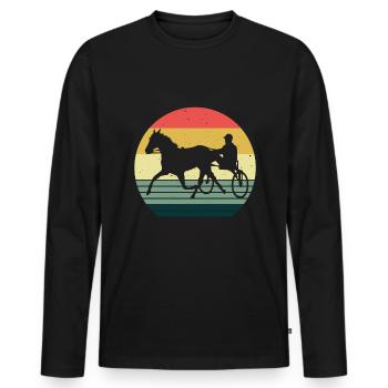 Trotter trotting races in retro or vintage style - Men's Premium Organic Long Sleeve Shirt - black - Front - Nico (187cm)